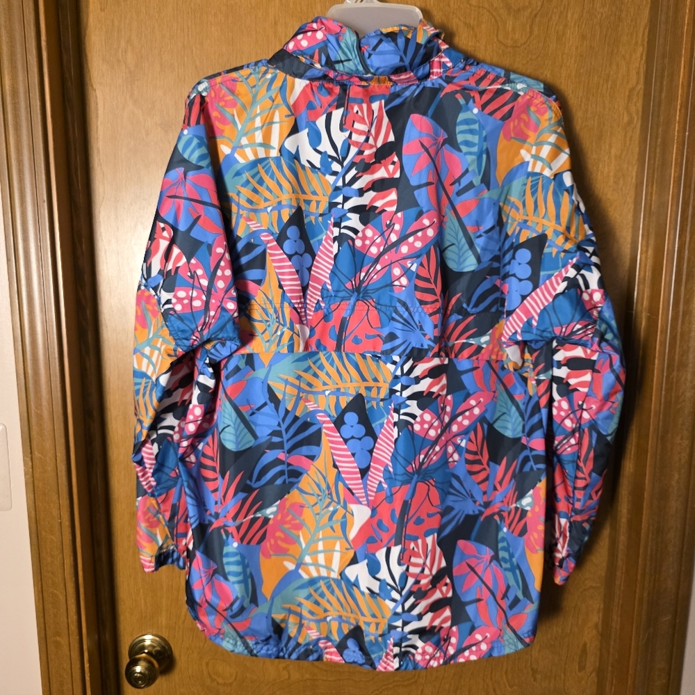 Lauren James Tropical Print Pullover Jacket w/Covered Zippered Pocket On Front - Picture 2 of 6